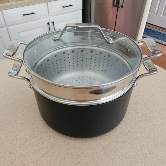 RARE ALL CLAD LTD ANODIZED PASTA PENTOLA 7 QUART STOCKPOT & STAINLESS COLANDER - Picture 4 of 14